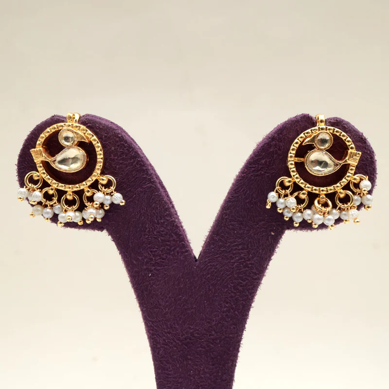 Premium Pachi Kundan Round Bird Koppu Earrings